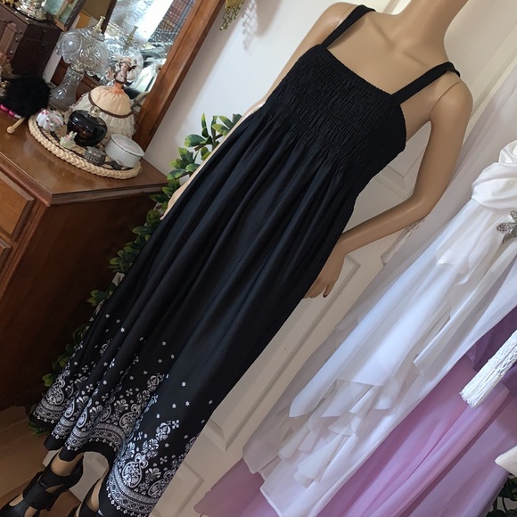 Plus size 3X black & white smocked convertible strapless maxi dress sundress 3X - Picture 8 of 14